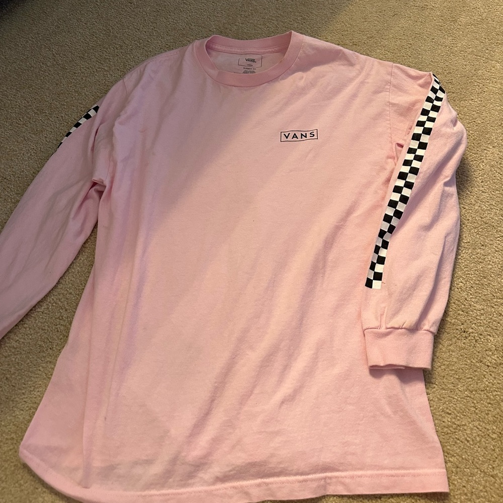 Vans pink checkered long sleeve